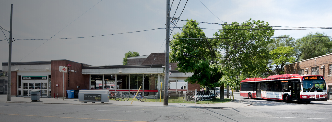 Bus departing from Donlands Station Bus Stop